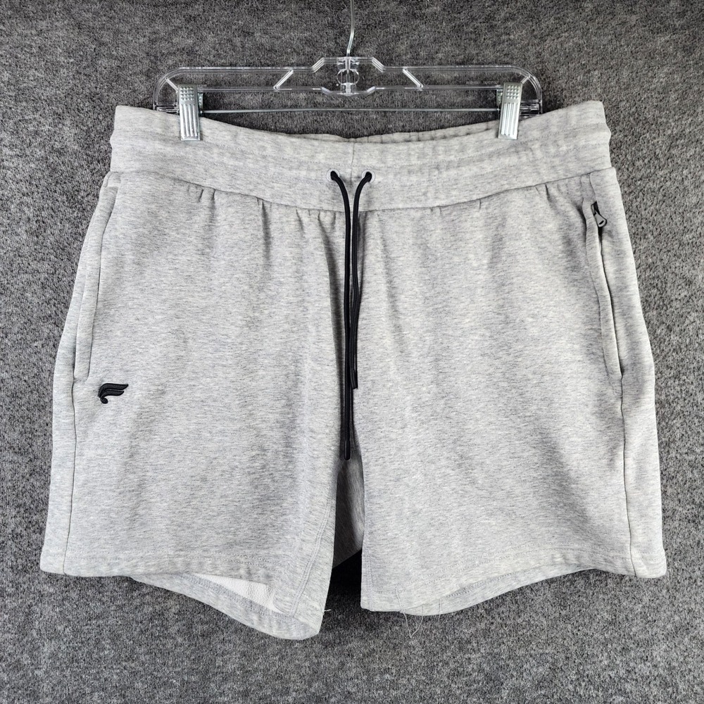 Fabletics Shorts Mens XL Go-To Light Gray Heathered Athletic Zipper Pocket GOOD